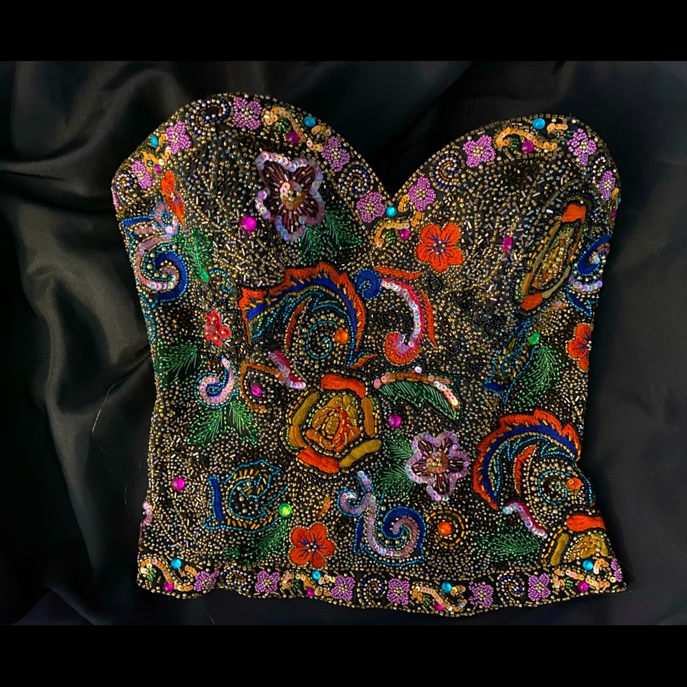 Gorgeous Multi-Color Designer Bustier by Oleg Cassini